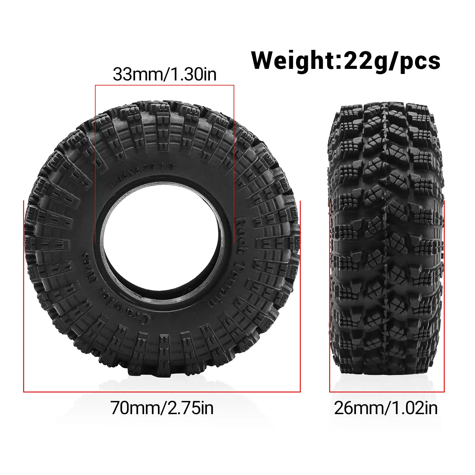 4 個 1.3 インチホイールソフト粘着ゴムタイヤ RC クローラー車軸 SCX24 1/18 Enduro24