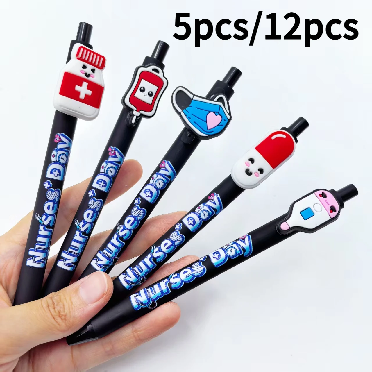 5 قطع/12 قطعة أقلام حبر جاف طبية سوداء، أقلام تسجيل طبية خاصة للأطباء، هدايا عيد الممرضات