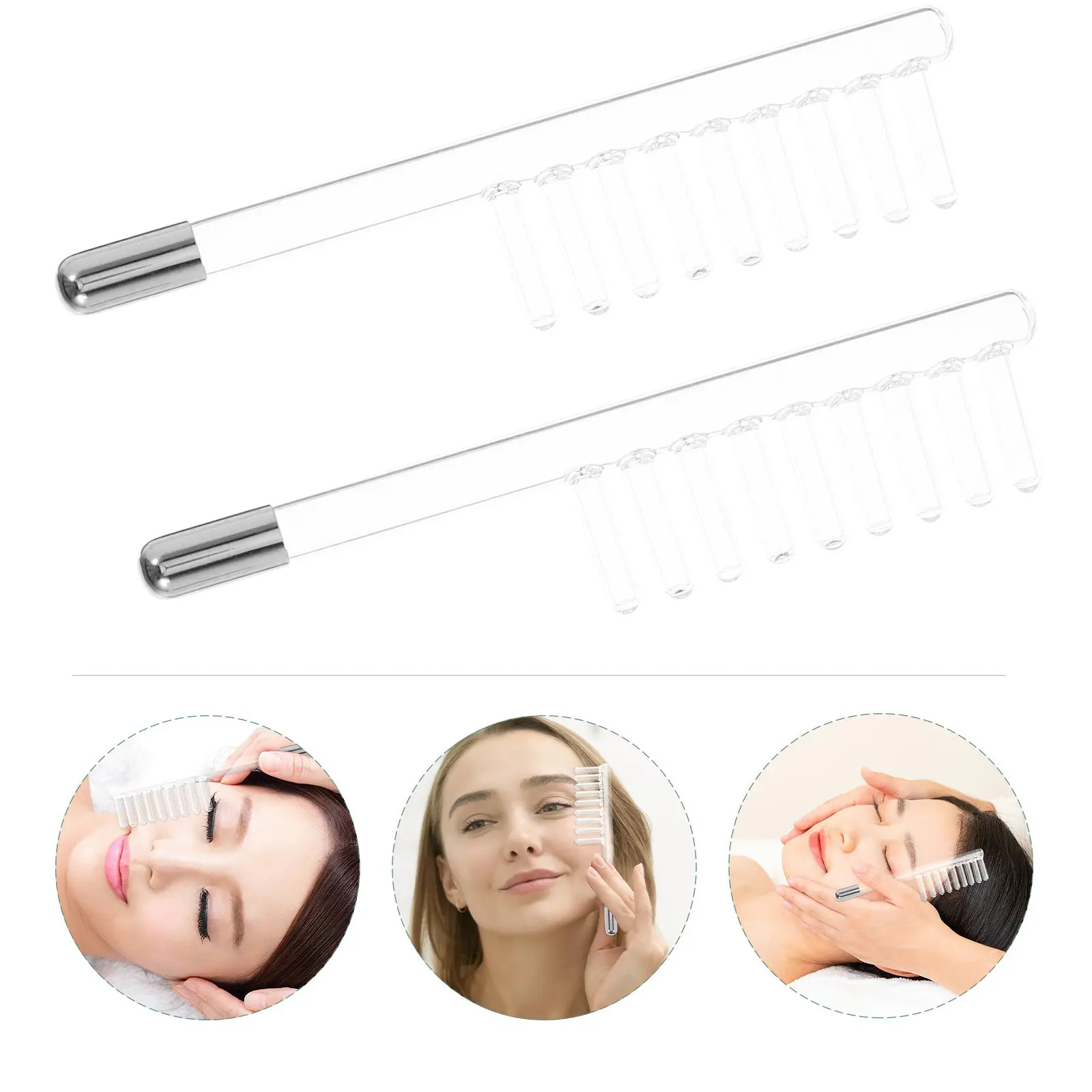 

2 шт. прозрачных стеклянных трубок для замены высокочастотного электрода для аппарата для лица, совместимые с высокочастотным прибором для волос