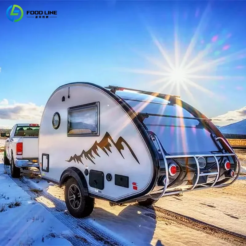 

Customized Lightweight Teardrop Camper Trailer RV Caravan with Kitchen and Tent for Sale