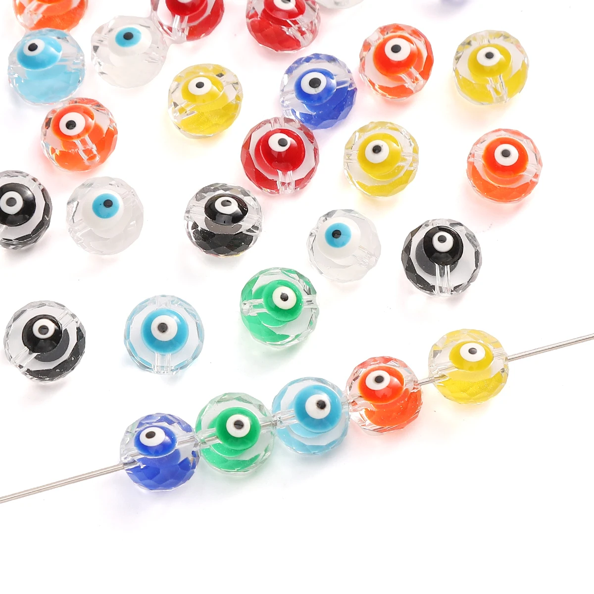 5pcs/lot 10mm Flat Round Beads Mix Color Lampwork Eye Spacer Beads For Jewelry Making DIY Earrings Bracelet Necklace Accessories