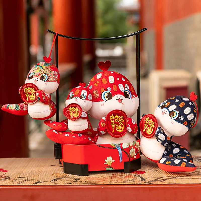 Cute Year Of The Snake Chinese Mascot New Year Doll Small Festival Ornaments Cartoon Zodiac Snake Decoration 2025 New Year Gift