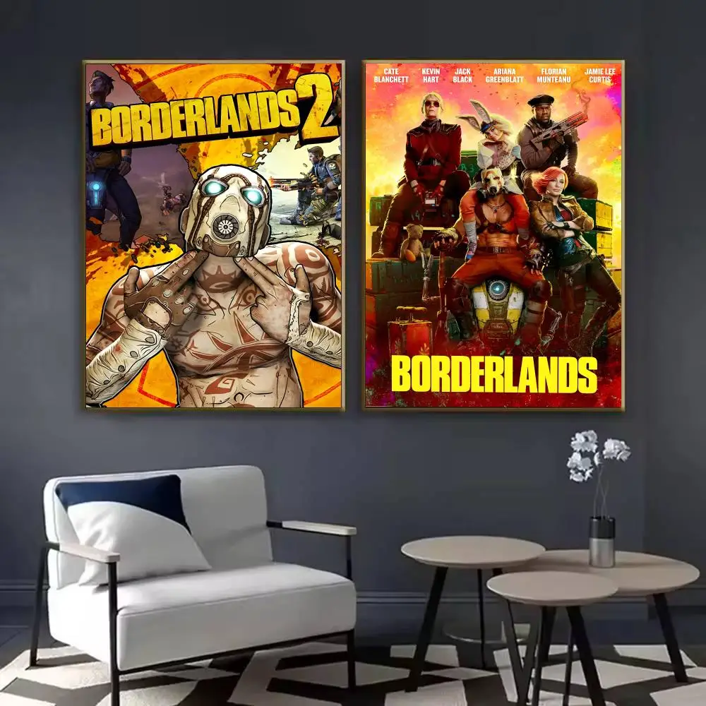 Game B-BORDERLANDS Poster Waterproof Sticky Wall Art Print For Bedroom Living Room Hallway Bar Home Decor