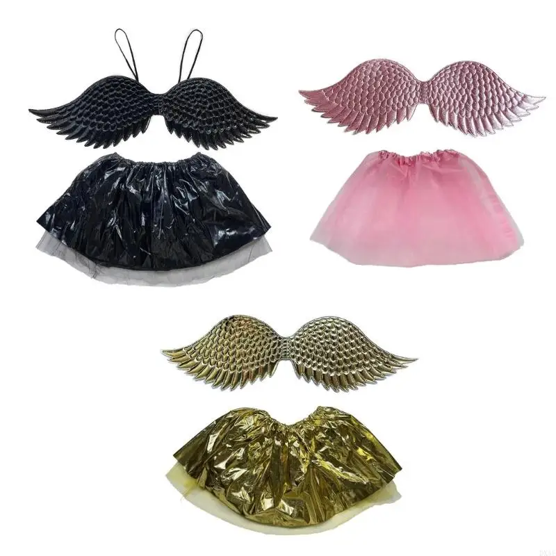 

DXAE Metallic Cosplay Wing and Skirt Halloween Costume Accessory for Kid Birthday