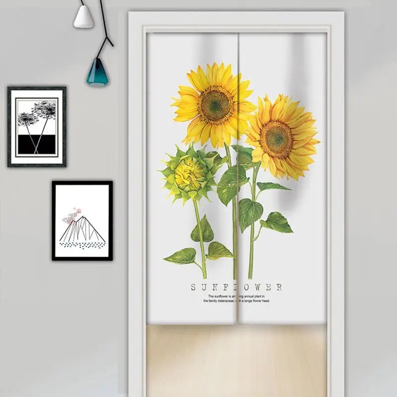 VIKAMA Green Plants Flowers Japanese Noren Door Curtain Partition Curtain Kitchen Bedroom Entrance Restroom Decor