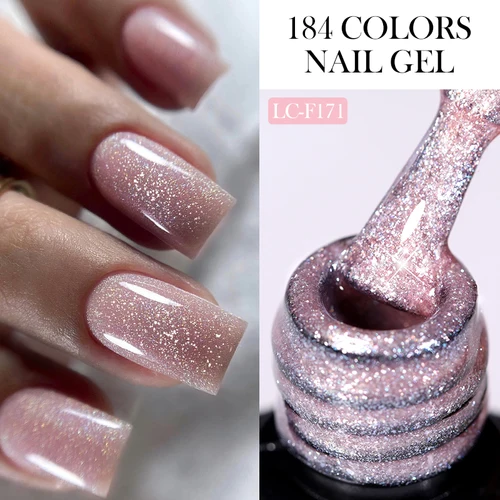 Imagen 2 del producto LILYCUTE-esmalte de uñas de Gel con purpurina, 7ML, Gel UV semipermanente brillante, barniz de Gel brillante colorido, arte de uñas, Gel LED UV treble