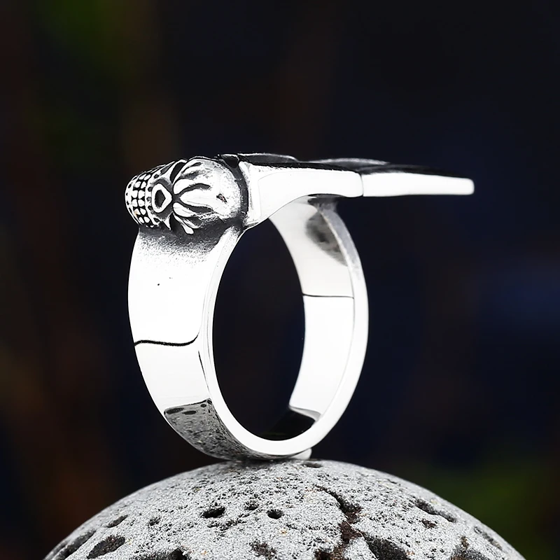 Movie 2022 News Personality Vintage Stainless Steel Feather Wings Ring With  Skull Anels Male&Female Punk Boyfriend Gift