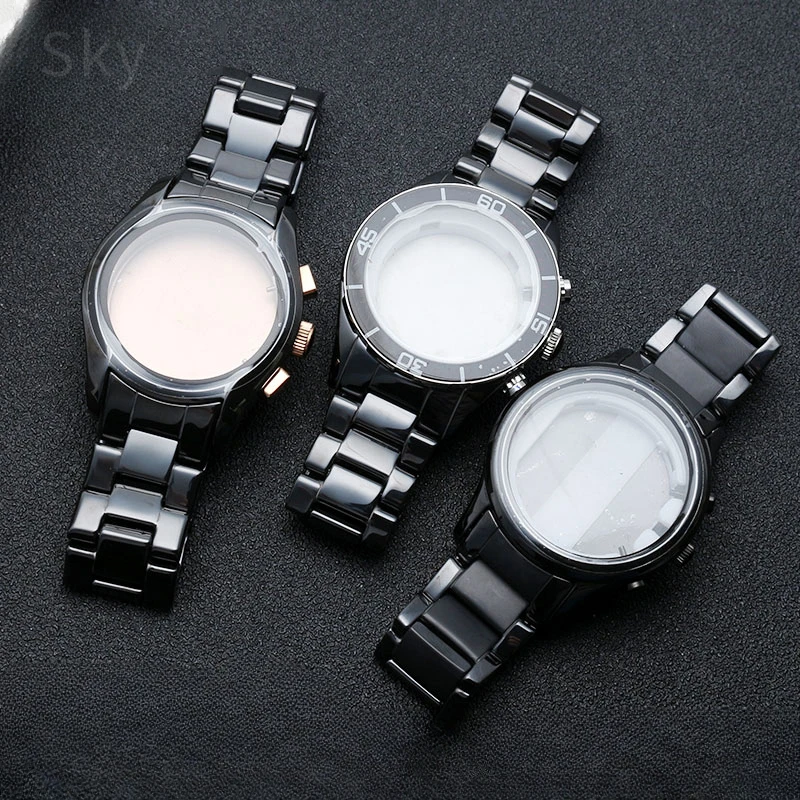 For Armani Ar1451/1452/1400/1410/1421/1440 22 24mm Business Personality Gloss Ceramic Black Anti-Allergy Security Watchbands