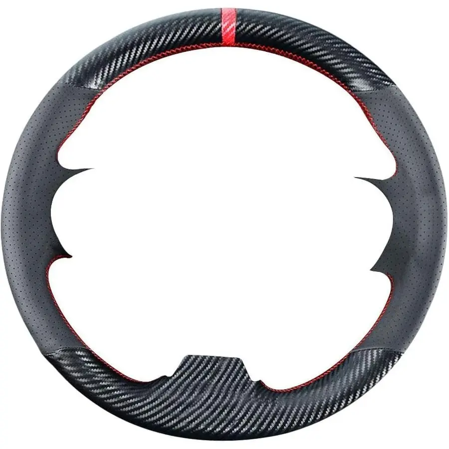 

Stitching Carbon Fiber Steering Wheel Cover for Honda Civic 9th Generation 2012 2013 2014 2015 13.514.5 inches Black Microfiber