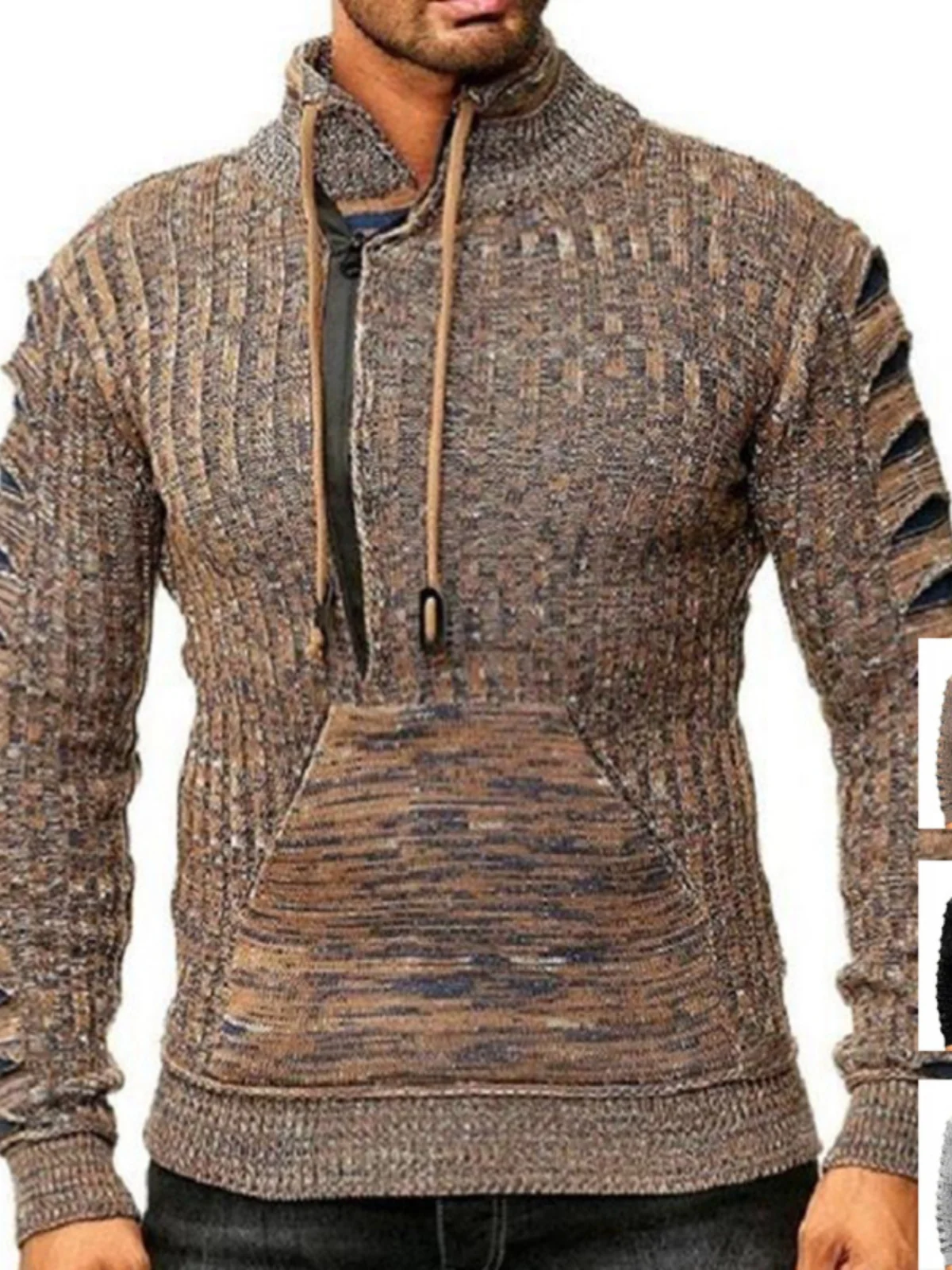 

Мужской вязаный свитер-пуловер оверсайз с отложным воротником, свободного кроя, больших размеров, удобный, для повседневной носки весной и осенью