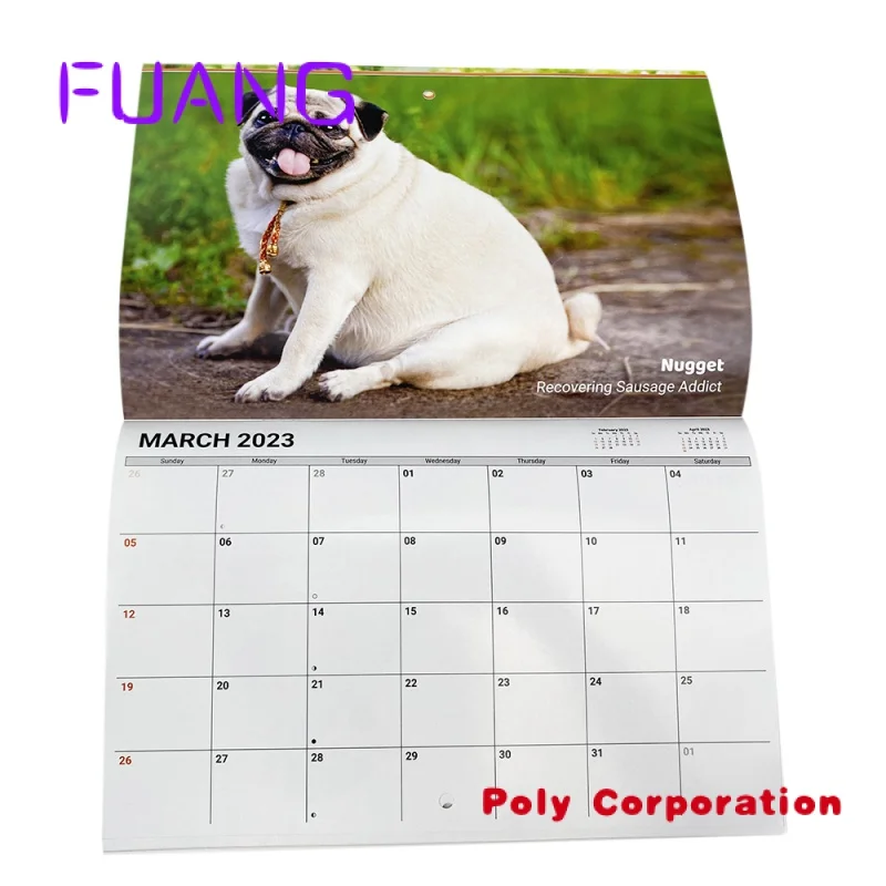 Custom  customized 2023 new yearly monthly wall calendar planner cheap saddle stitch advertising promotional gifts high quality