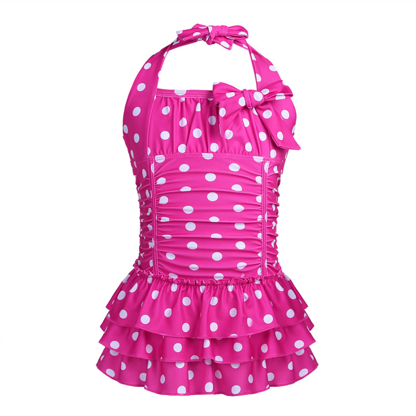 TiaoBug Bambini Adolescenti di Un pezzo Capestro Costume Da Bagno Polka Dots Increspato A File di Costumi Da Bagno Delle Ragazze di Nuoto del