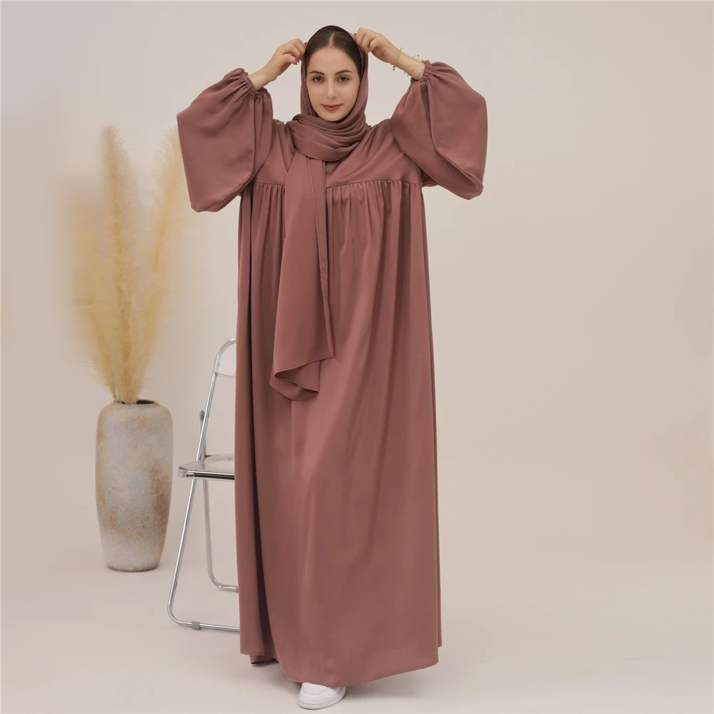 Nuovo Eid Ramadan Djellaba Donne Musulmane Dubai Abaya Saudita Con Sciarpa Abito Pianura Turco Arabo Abito Islamico Femme Musulmane Vestido