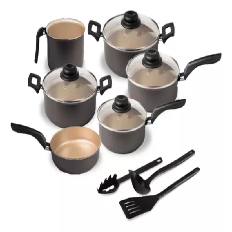 

Cookware 09 Pieces Black With Glass Lid Baking Cookware and Fryers