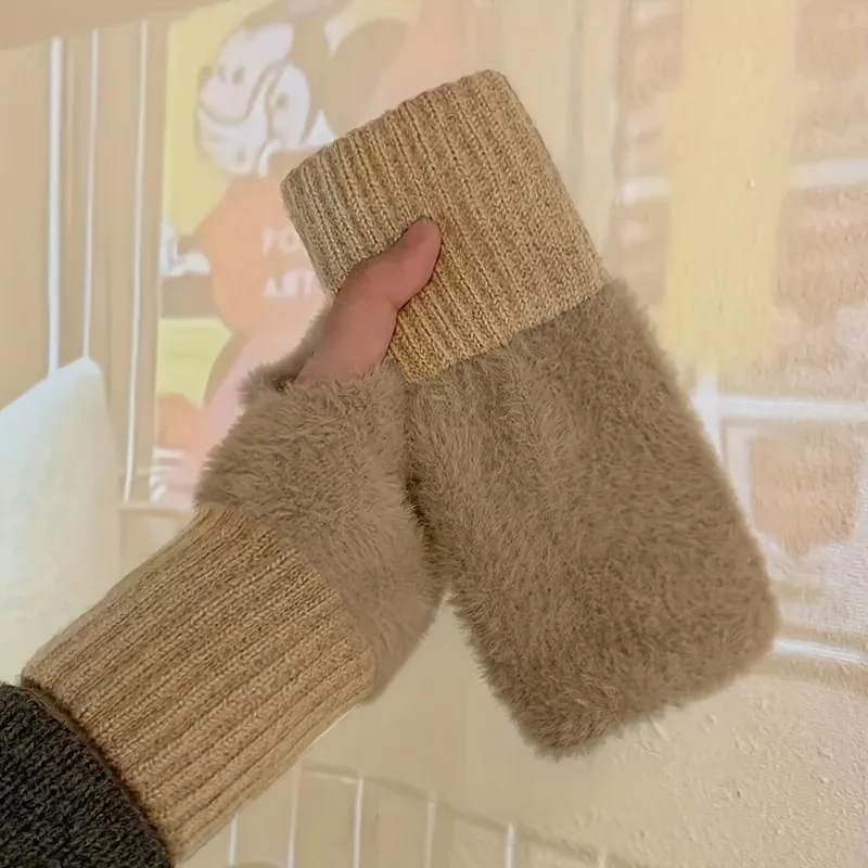 Buy One, Get One Free (2-Pack) Stylish Fleece Fingerless Gloves—Warm, Windproof, and Versatile for Fall and Winter Compatible