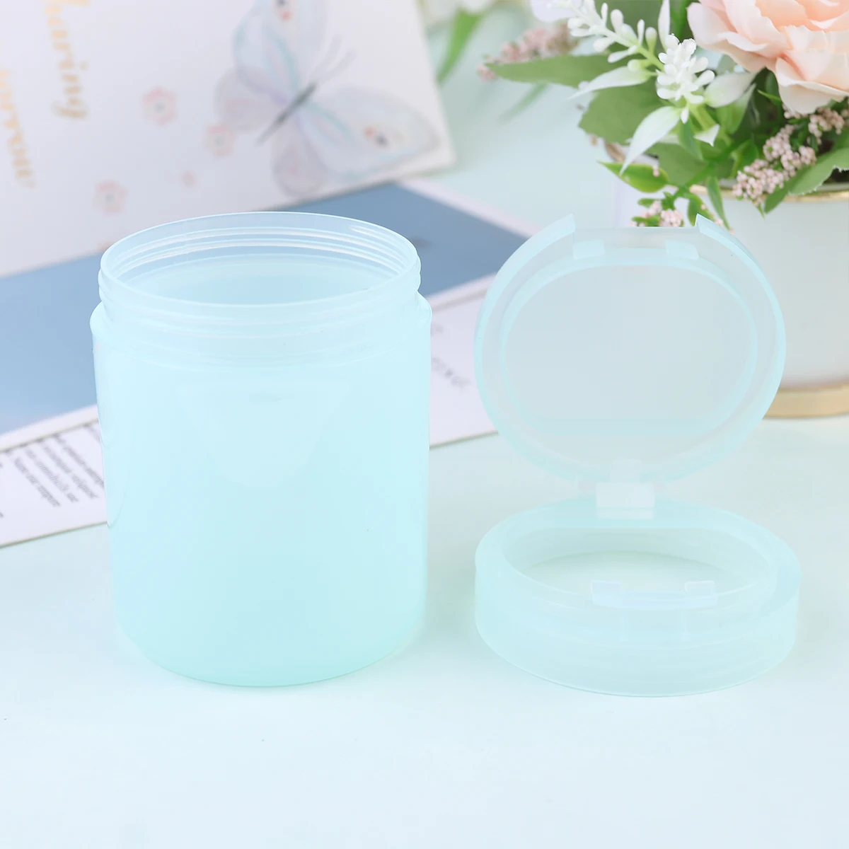 

Cotton Storage Cylinder Lightweight Plastic Swab Box Pressable Lid Easy Organize Bathroom Counters Vanity Tables Candy Color