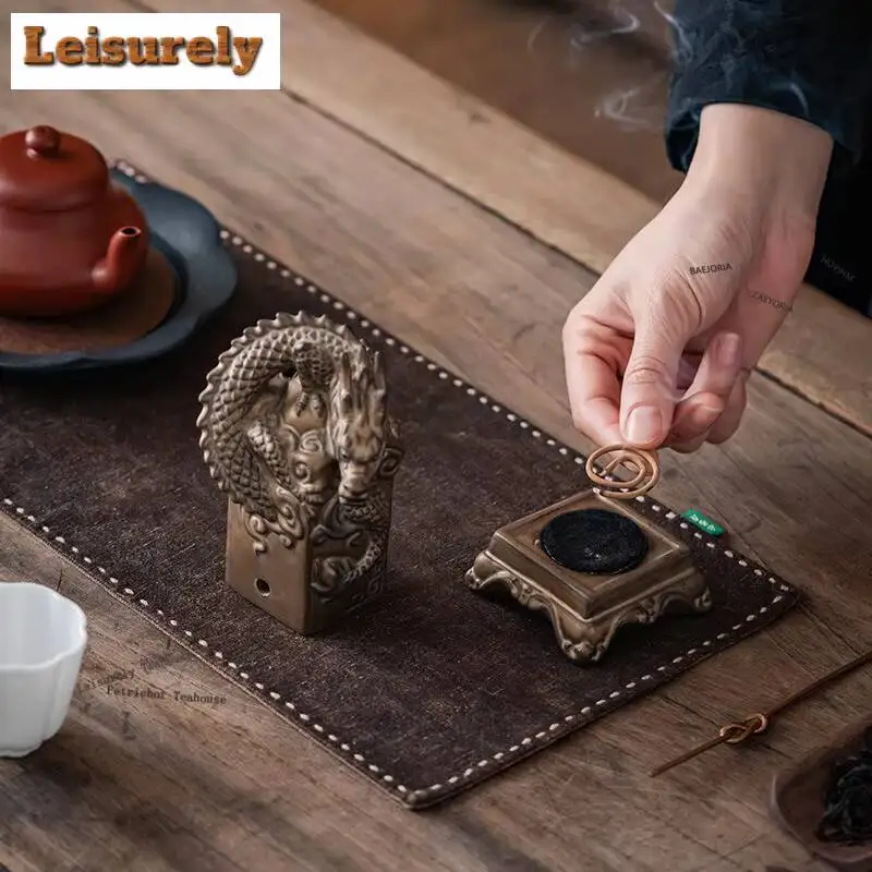 Dragon Seal Incense Holder Zen Diffuser Incense Burners Mosquito Incense Holder Aromatherapy Censer Buddhism Accessories Craft