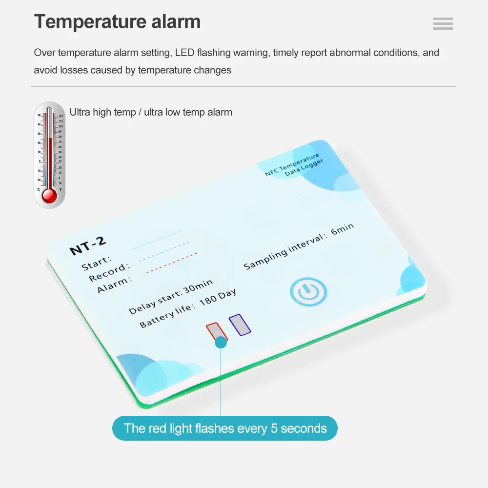 NFC Temperature and Humidity Data Logger NTH-2/NT-2 Smart Phone NFC Temp Data Logger PDF Recorder 500,000 Groups