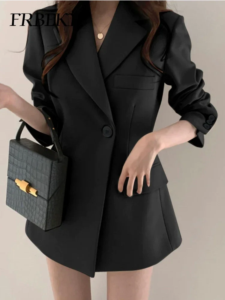 Outerwears Women's Blazer Autumn New Women's Blazer Retro Solid Color Fashion Loose Tops Korean Reviews Clothes Jacket Women