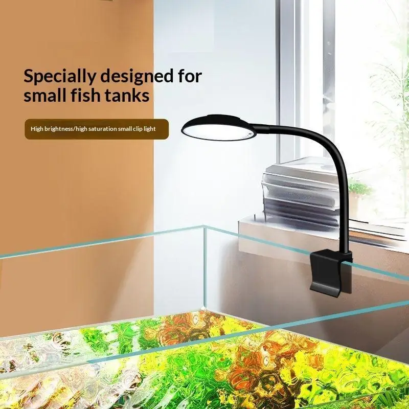 【CC】USB Aquarium LED Lamp Fish Tank Light Decor Aquatic Plant Multiple Modes Dimmable Lightness Full Spectrum Mini Clip Light