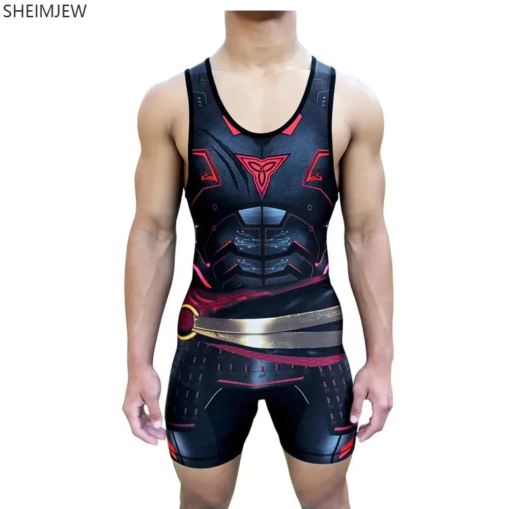 

Adult Men's Tight Jumpsuit Cosplay Competition Weightlift Training Comprehensive Clothes Swimming Equipment Bodybuild Slim Suit