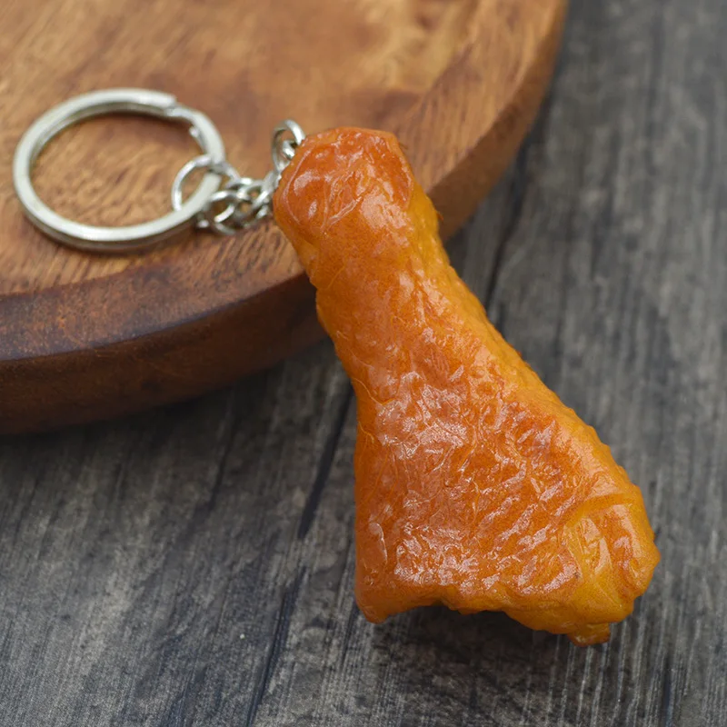 Creative Simulation Food Keychain PVC Model Gift Key Chain Soft Glue Fake Braised Pork Belly Roasted Chicken Keyring Gifts