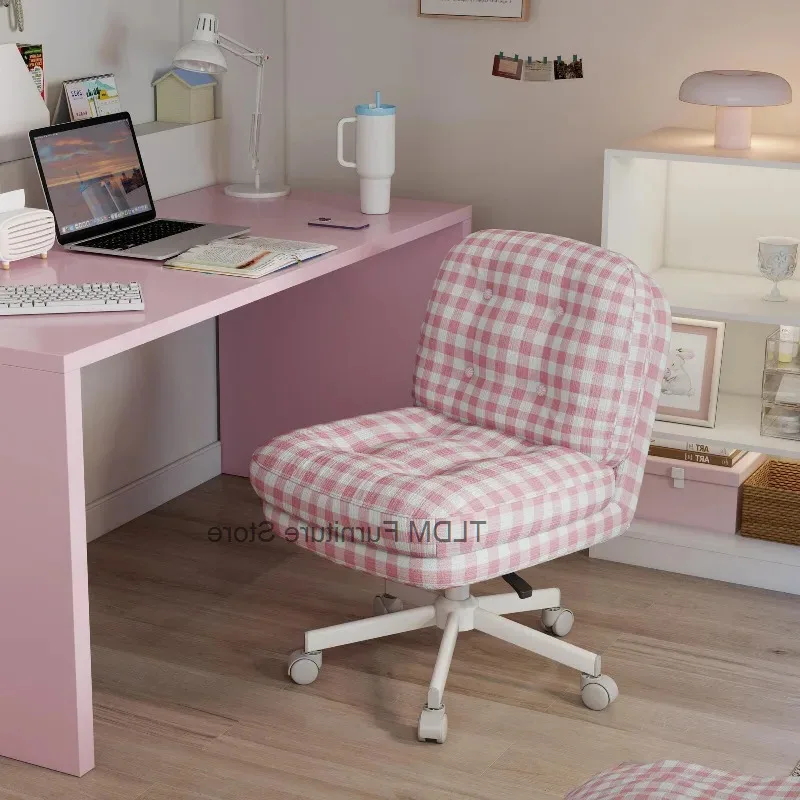 Star Modern Grid Pattern Metal Tufted Swivel Desk Chair Five Base Soft Padded Leisure Computer Chair For Study Bedroom