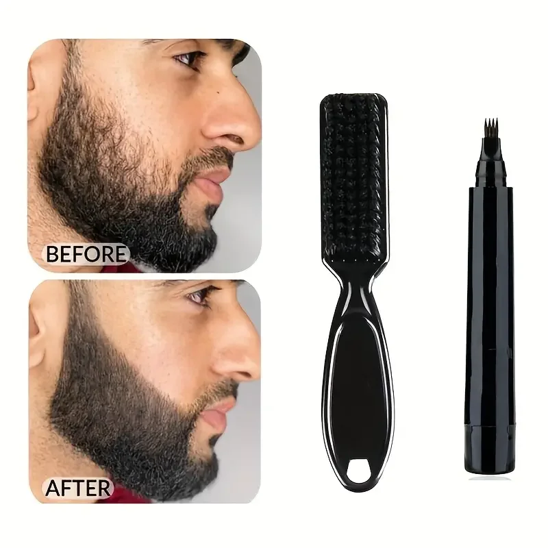 Relleno de lápiz para hombres, bolígrafo para Barba de 4 puntas, resistente al agua y de larga duración, maquillaje Natural, relleno de detalles, bigote y cejas