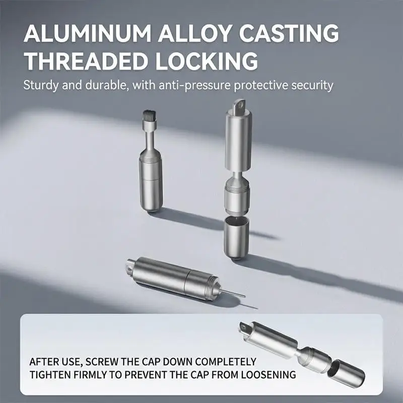 (HB05) 2 In 1 Alloy Keychain With SIM Eject Pin Bristle Cleaning Brush For Phone Camera Port Charging Jack Daily Cleaning