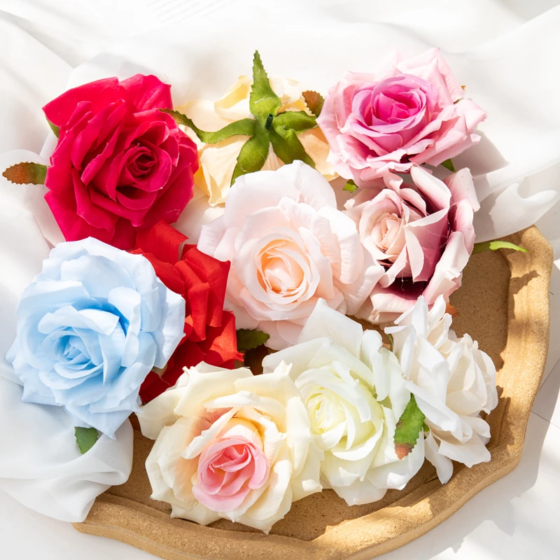 

50/100pcs Artificial flower Silk Rose Wedding Brooch Home festival Decor Christmas Wreath diy gift candy box Scrapbook wholesale