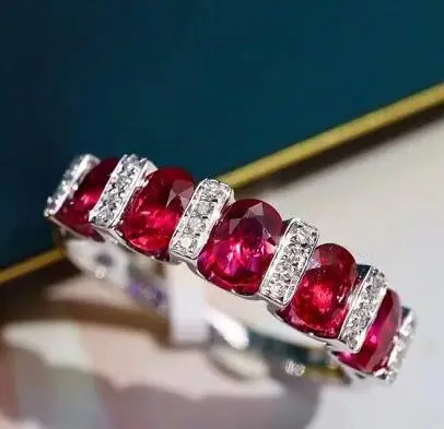 Nowy 925 znaczek pierścień dla kobiet oszałamiająca Ruby cyrkon obrączka pazur biżuteria zaręczynowa luksusowe Trendy pierścienie w stylu Retro Party prezent