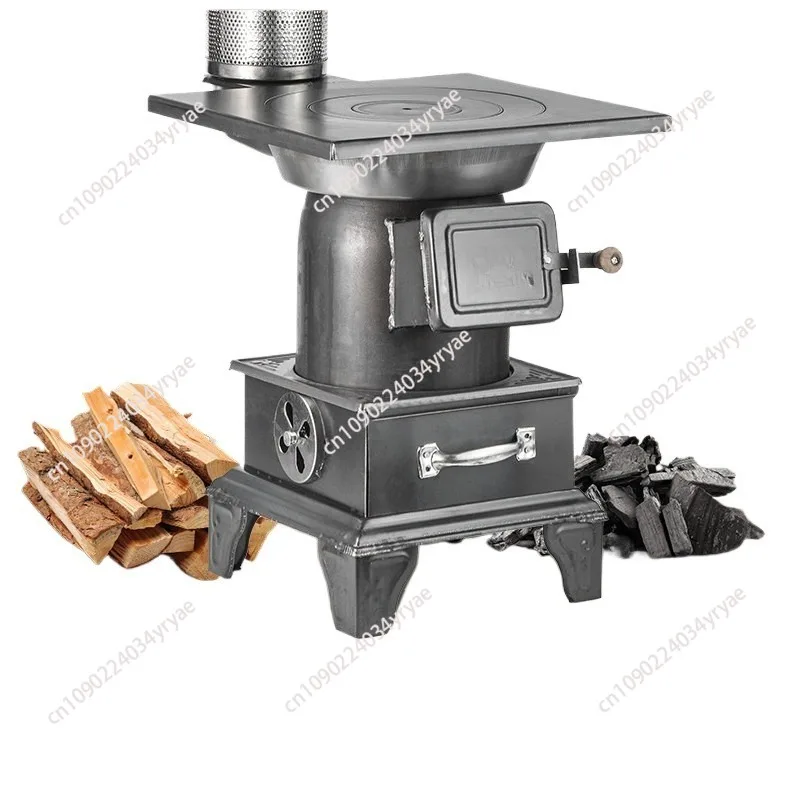 Neuartiger Heizofen für Holz und Kohle, Dual-Funktion, für den Haushalt, Innenraumheizung im Winter, ländlicher Holzofen, rauchfrei