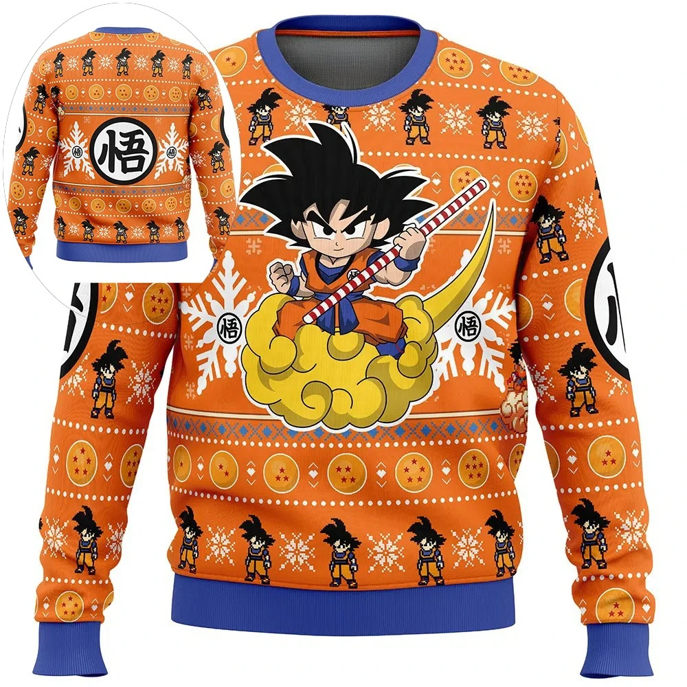 

2026 Autumn Winter Dragon Ball Kid Goku Nimbus Cosplay Pullover Hoodie, 3D Print Retro Streetwear Oversized Top for Unisex Kids
