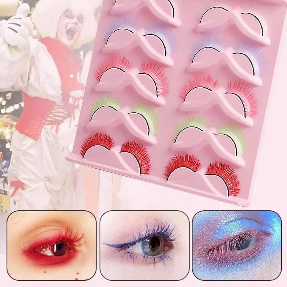 10 Paar weiche farbige falsche Wimpern, bequeme wiederverwendbare Wimpernverlängerung, individuelle künstliche Faser, gefälschte Wimpern, Cosplay