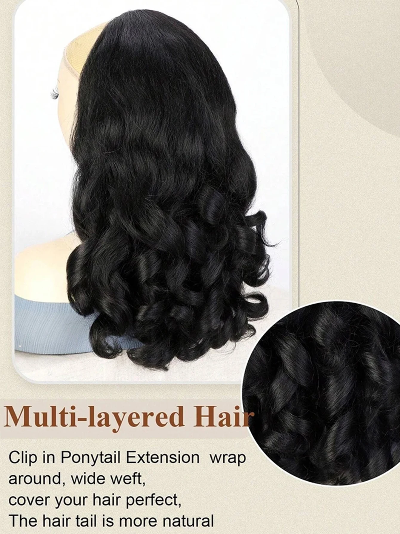 16 بوصة الاصطناعية الرباط ذيل حصان تمديد رقيق مجعد متموج ذيل حصان وصلات شعر للنساء السود الاستخدام اليومي للحفلات