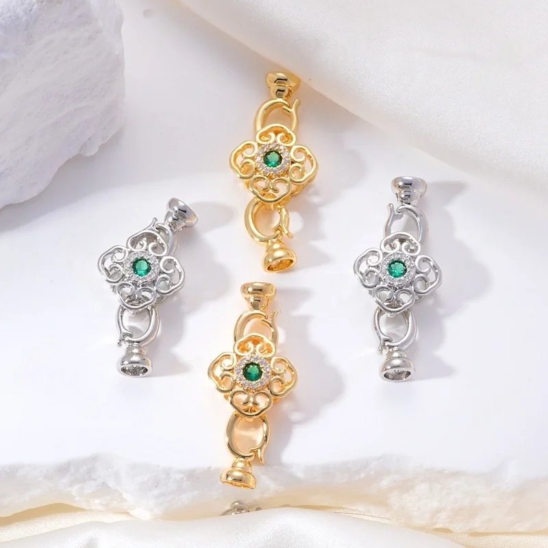 1 Piece Copper Gold-plated Zircon Women's Pearl Necklace Connection Buckle Accessories DIY Jewelry Making Materials Wholesale