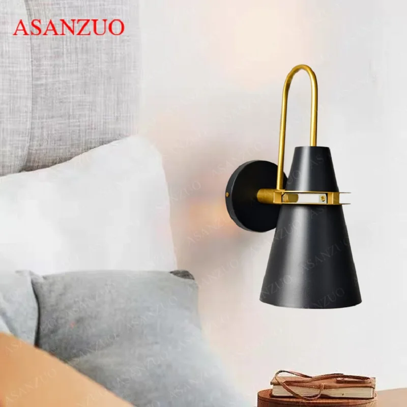 

Modern Wall Lamps Bedroom Led Lighting Fixture Nordic Indoor Mirror Light For Home Living Room Decor Iron Lampshade Black Blue