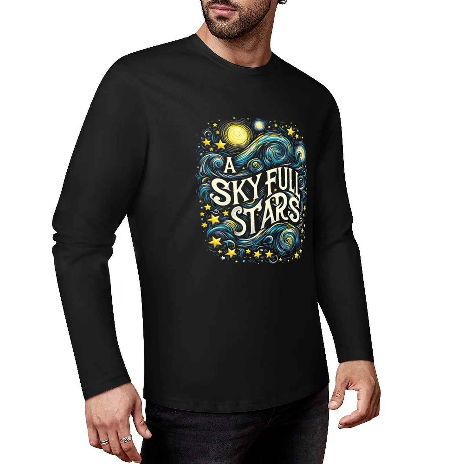 A Sky Full of Stars Starry Night Long T-Shirt man clothes graphics t shirt sweat shirt mens plain t shirts