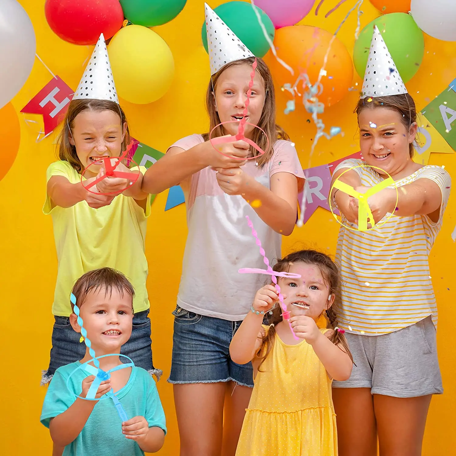 Platillos voladores giratorios con mango de plástico, Juguetes Divertidos de 40 piezas, Libélula de bambú para exteriores, regalo favorito para