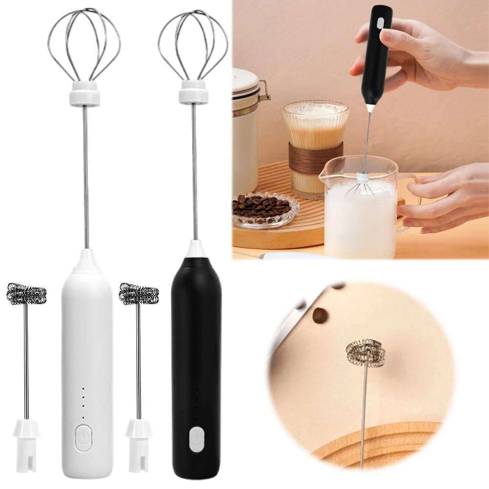 Electric Milk Frother USB Charging Wireless Egg Beater 3 Gears Handheld Foam Maker Coffee Whisk Mixer Household Baking Tool