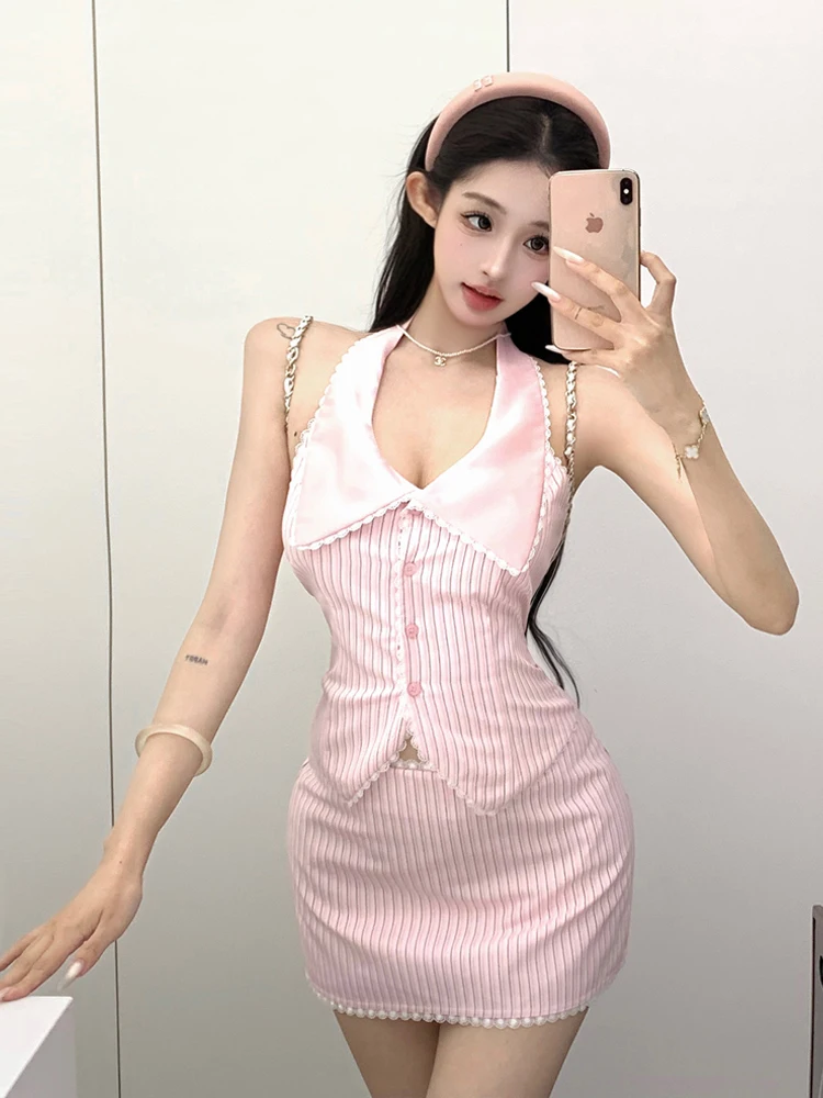 

Sweet ort Юбка и комплект Svel Top Faion с воротником в полоску Pure Desire Spicy Girl, висячим воротником на одной пуговице...