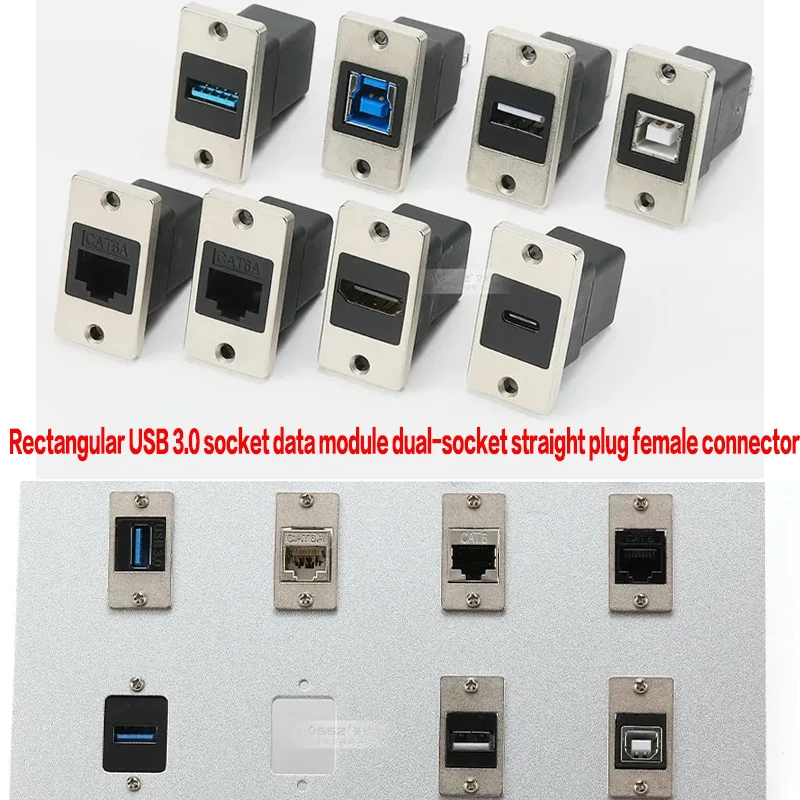

Female Straight Through Jack Type-C Charging Socket Power Network RJ45 USB2.0 USB3.0 Vehicle-mounted Device A-B InterfaceConnect