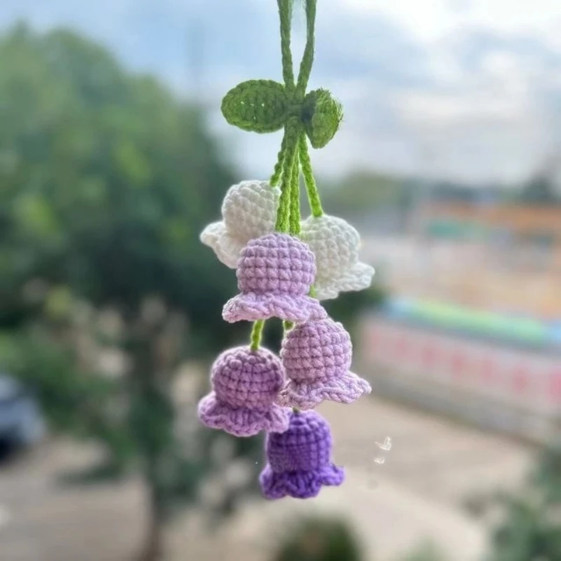 Knitted Wool Lily of The Valley Flower Pendant Cute Sentiment Gradient Color Hanging Decoration Handmade Bag Pendant