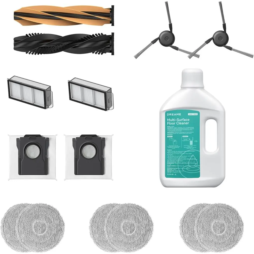 

Universal Vacuum Accessory Kit: DuoBrush, 2 Side Brushes, 2 Filters, 2 Bags, Solution, 6 Mop Pads