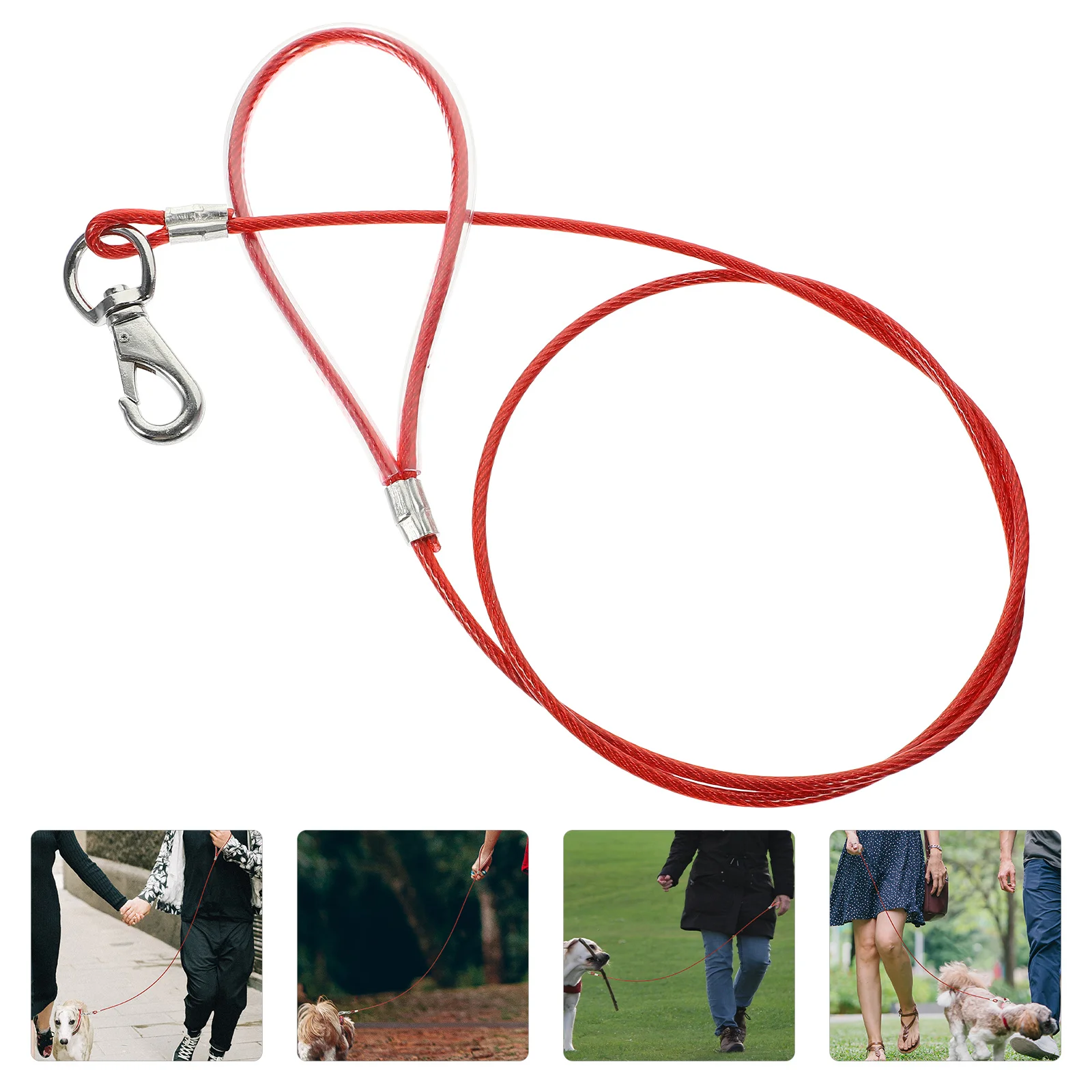

Chew Proof Dog Leash Steel Wire Rope Lightweight Durable Pet Chain For Small Dogs Outdoor Safety Traction Rope Wear-Resistant