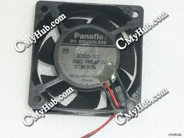 For Panaflo 6C25CD-1E1 FBA06A12V DC12V 0.3A 6025 6CM 60mm 60x60x25mm 2pin Cooiing Fan 6C25CD-1E1 FBA06A12V