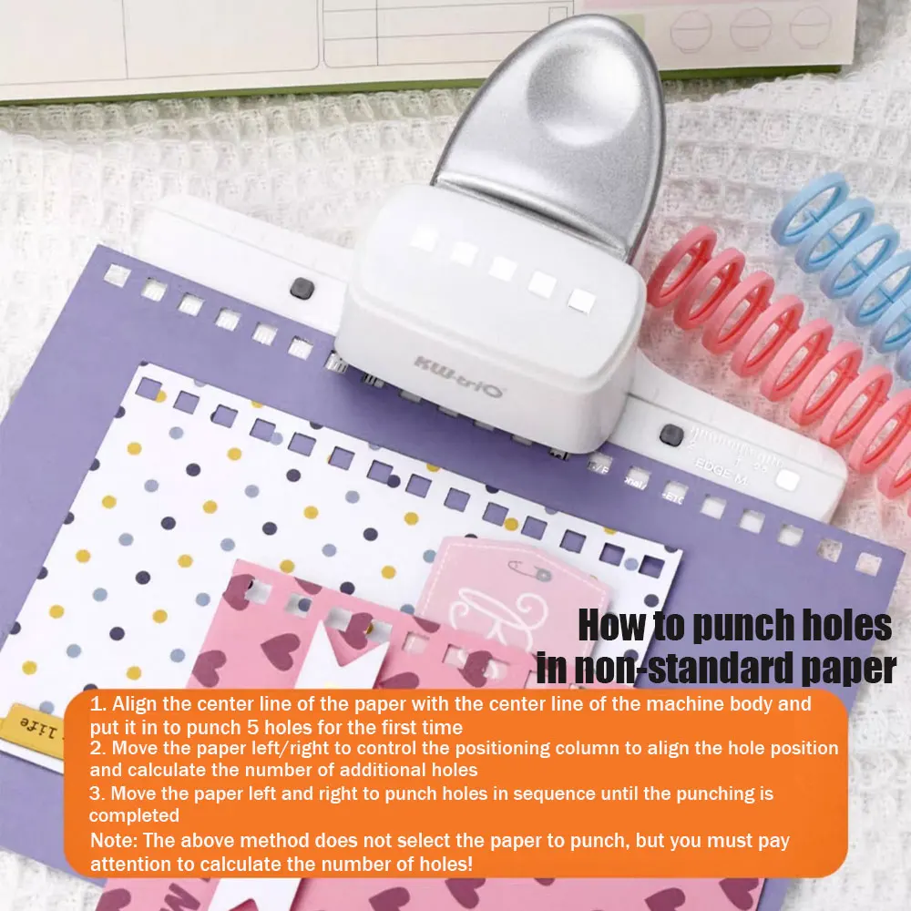 1PC 5-hole Square Binder Punch, Loose-leaf Book DIY Binding Supplies, Manual Labor-saving Hole Punch (Silver).