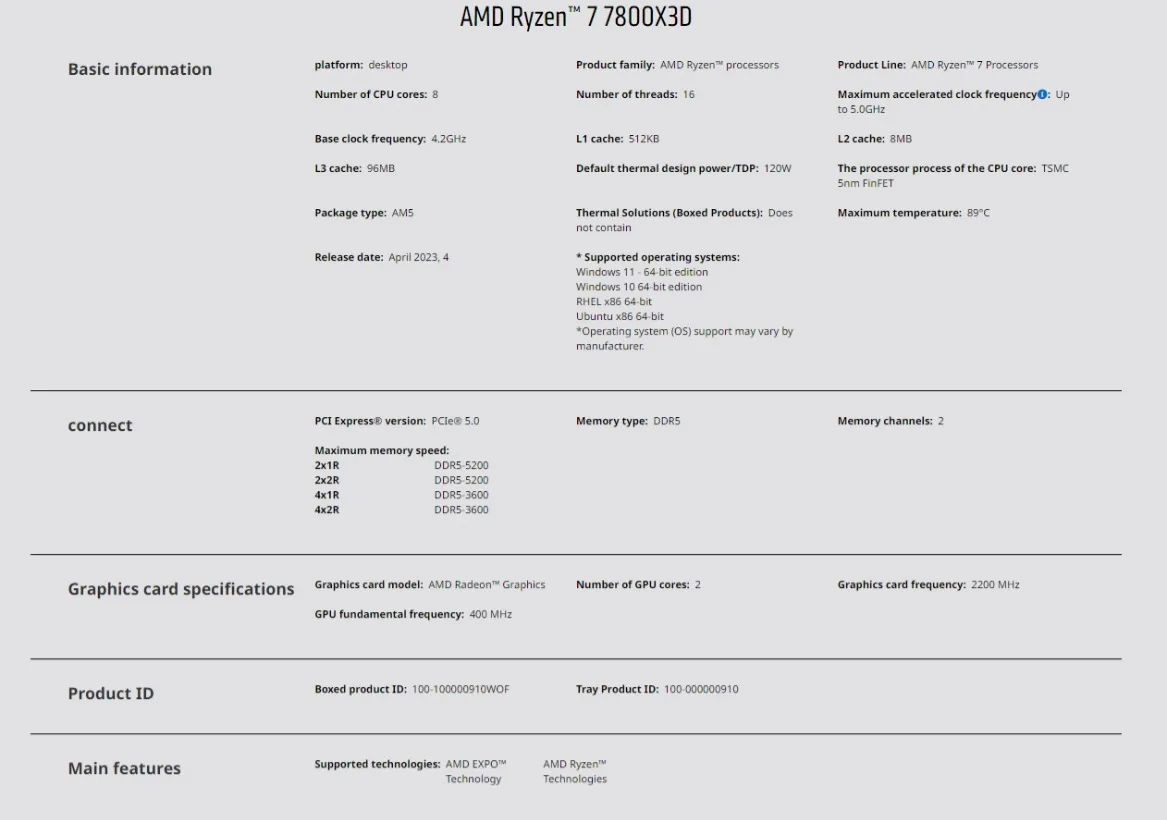 New Arrivial R7 Processador AMD RYZEN 7 7800X3D Box Novo CPU  8-Core Integrated Chip 5NM AM5 Without Fan