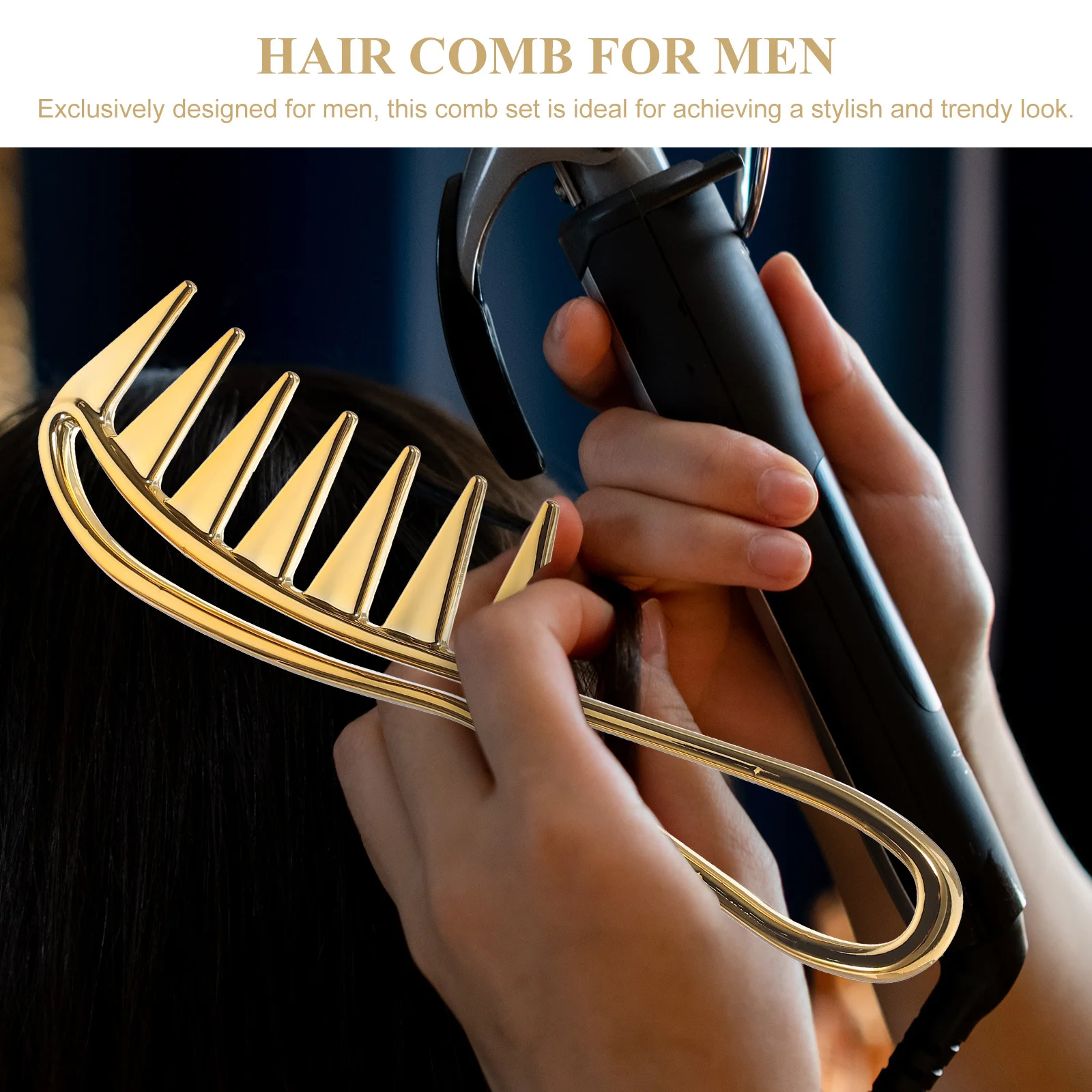 

2Pcs Wide Tooth Comb Men Detangling Hairstyle Tools Portable for Wet Curly Hair Barber Styling Comb Set Professional