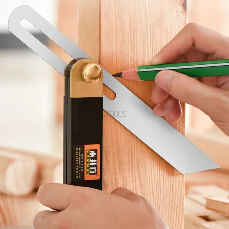 Маркировочная линейка для деревообработки, регулируемые угловые калибры, квадратная скользящая Т-образная фаска с деревянной ручкой из черного дерева, инструмент для измерения уровня